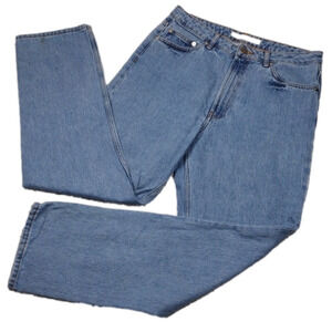 Asos Denim Blue Light Wash High Rise Five Pocket Zip Fly Straight Leg Denim Jean